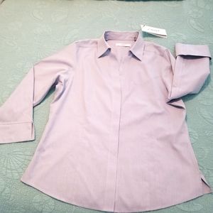 NWT Foxcroft Light Blue Non-iron Blouse with turn up cuffs, size 14